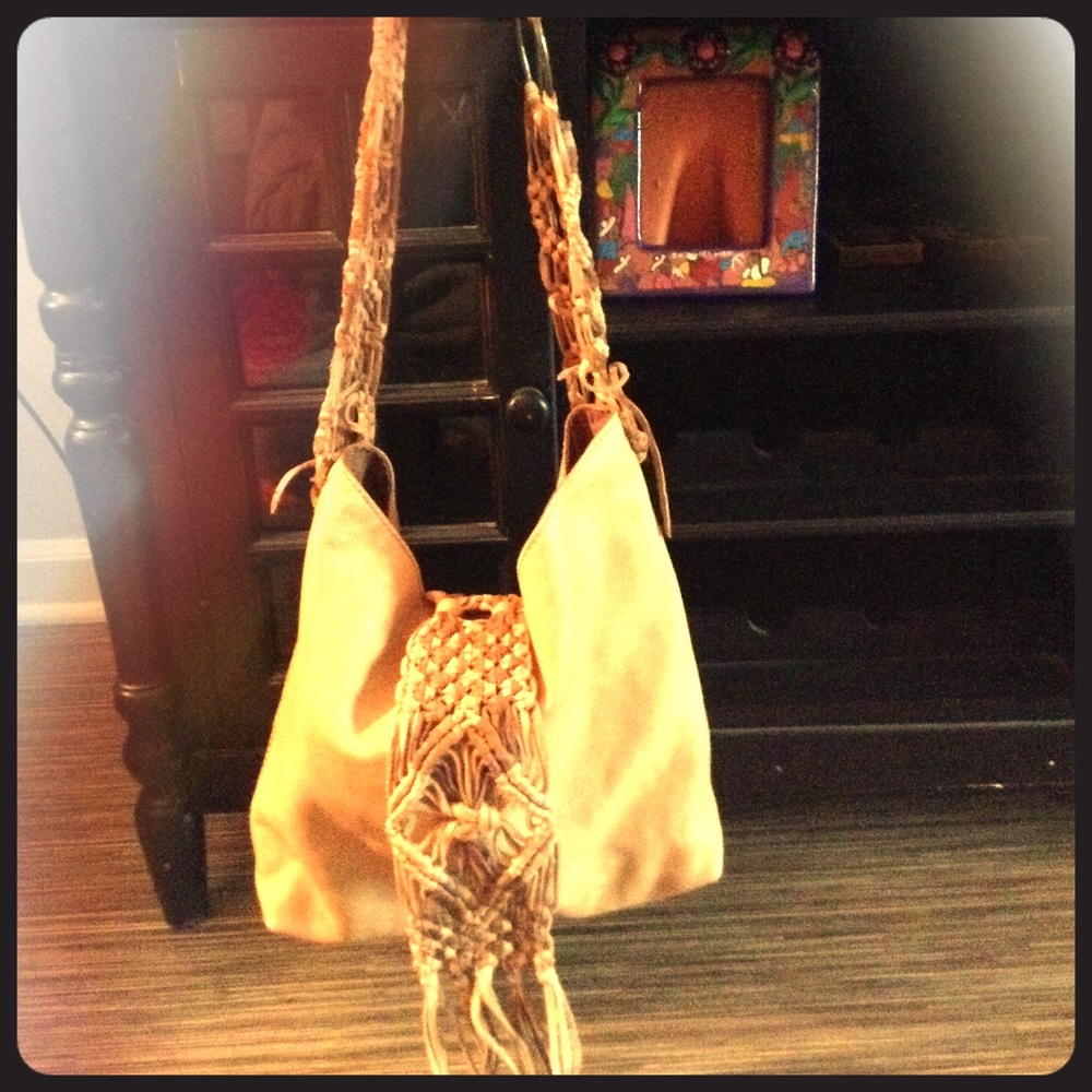 Tan, fringe tote
